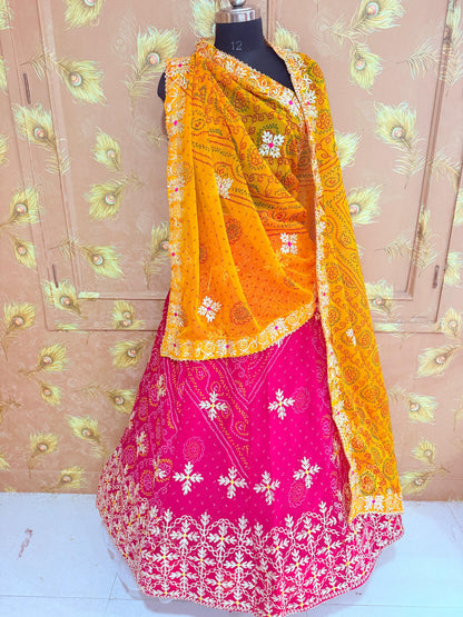 Royal Festive Wear Georgette Bandhani Lehenga by pcd rani pila