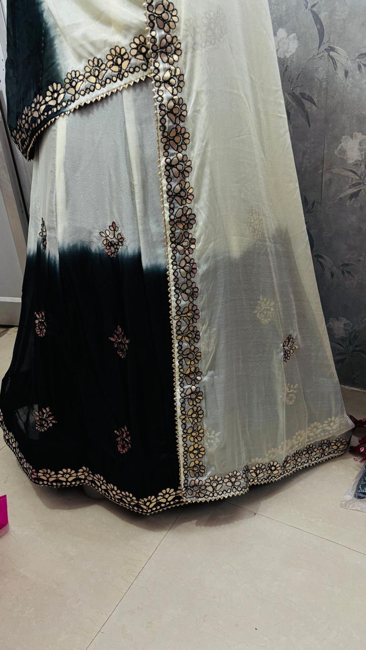 Nylone Chinon Gotta patti Work dubal colour Lehenga by pcd