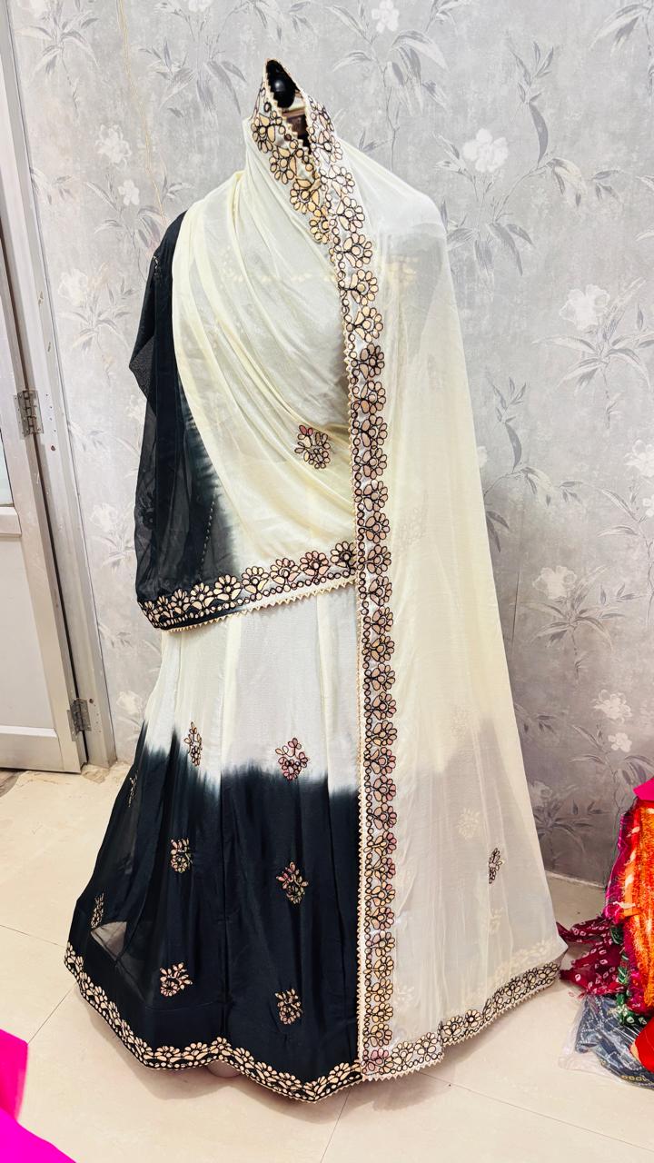Nylone Chinon Gotta patti Work dubal colour Lehenga by pcd