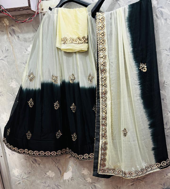 Nylone Chinon Gotta patti Work dubal colour Lehenga by pcd