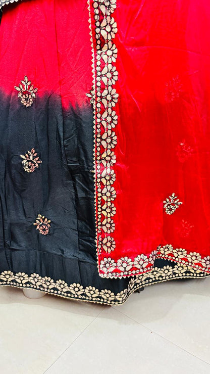 Nylone Chinon Gotta patti Work dubal colour Lehenga by pcd