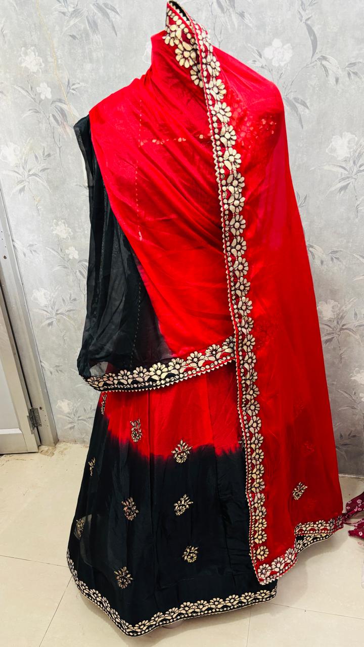 Nylone Chinon Gotta patti Work dubal colour Lehenga by pcd