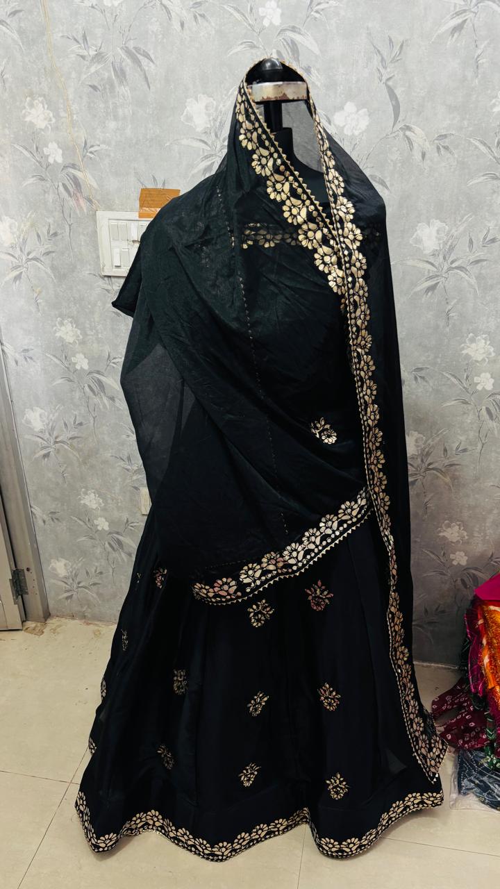 Nylone Chinon Gotta patti Work dubal colour Lehenga by pcd