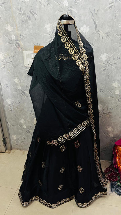 Nylone Chinon Gotta patti Work dubal colour Lehenga by pcd