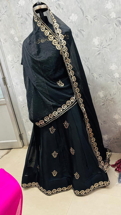 Nylone Chinon Gotta patti Work dubal colour Lehenga by pcd