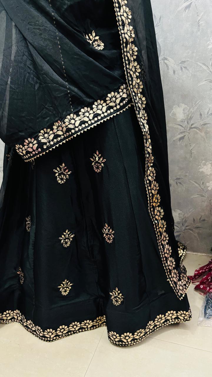 Nylone Chinon Gotta patti Work dubal colour Lehenga by pcd
