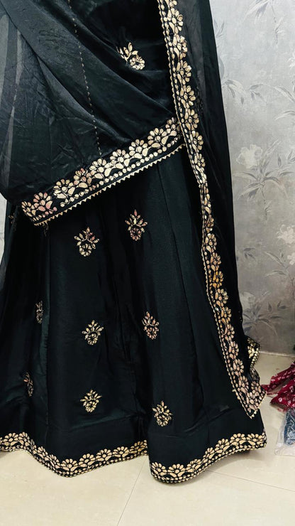 Nylone Chinon Gotta patti Work dubal colour Lehenga by pcd