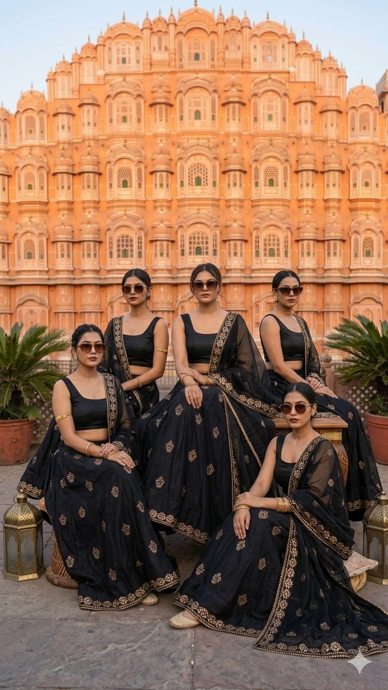 Nylone Chinon Gotta patti Work dubal colour Lehenga by pcd