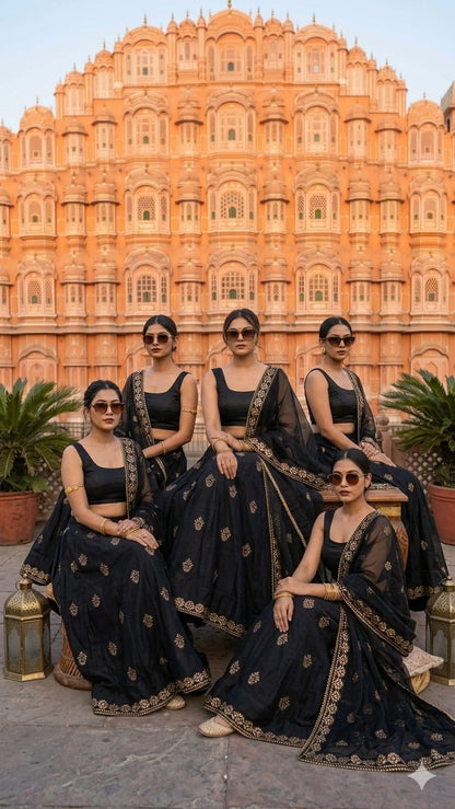 Nylone Chinon Gotta patti Work dubal colour Lehenga by pcd