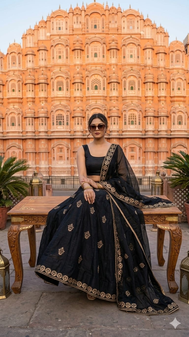 Nylone Chinon Gotta patti Work dubal colour Lehenga by pcd