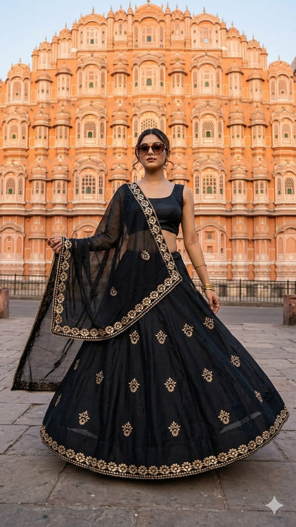 Nylone Chinon Gotta patti Work dubal colour Lehenga by pcd
