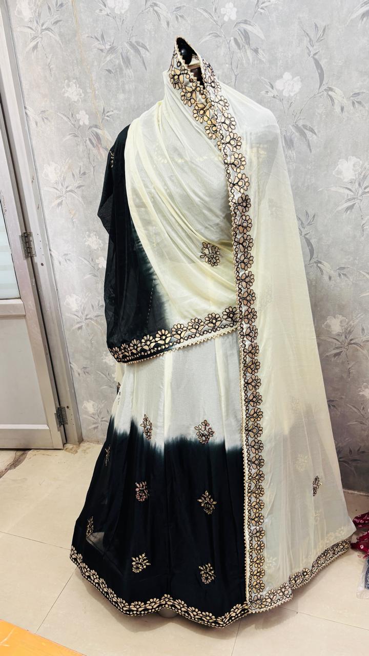 Nylone Chinon Gotta patti Work dubal colour Lehenga by pcd