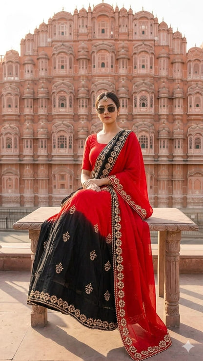 Nylone Chinon Gotta patti Work dubal colour Lehenga by pcd