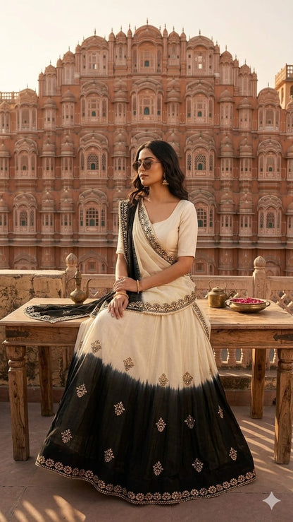 Nylone Chinon Gotta patti Work dubal colour Lehenga by pcd