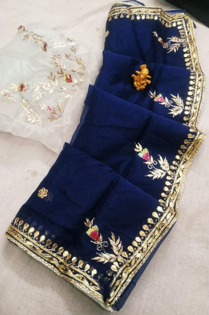 Pure organza with beautiful hand gota patti saree by pcd
