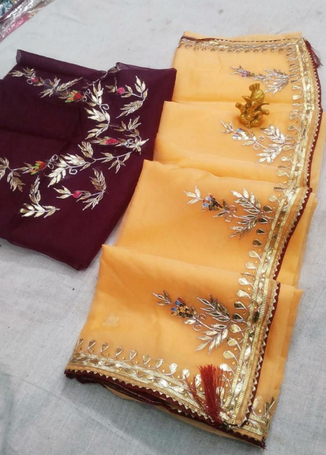 Pure organza with beautiful hand gota patti saree by pcd