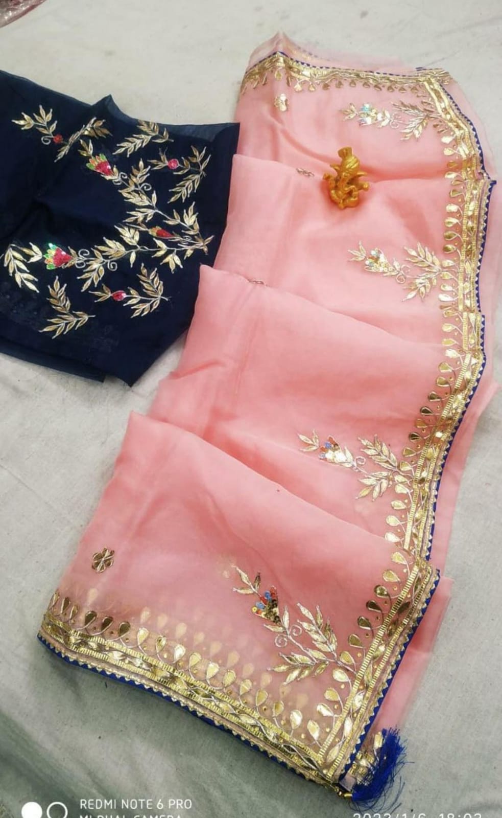 Pure organza with beautiful hand gota patti saree by pcd
