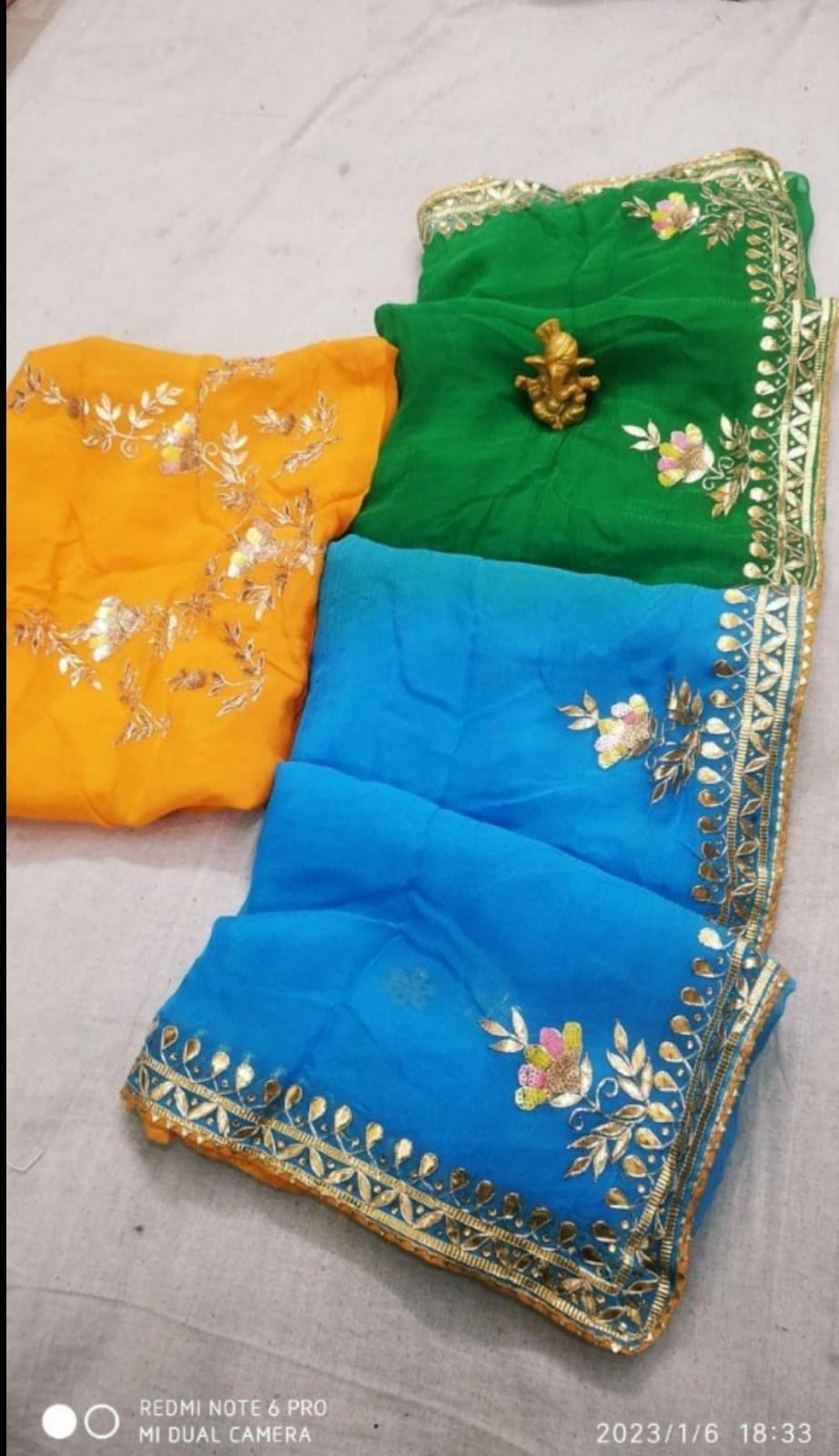 Pure organza with beautiful hand gota patti saree by pcd