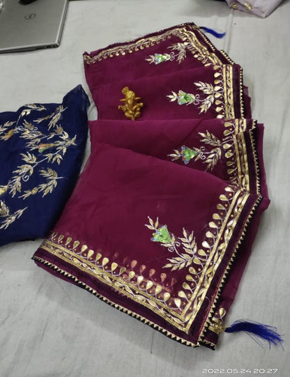 Pure organza with beautiful hand gota patti saree by pcd