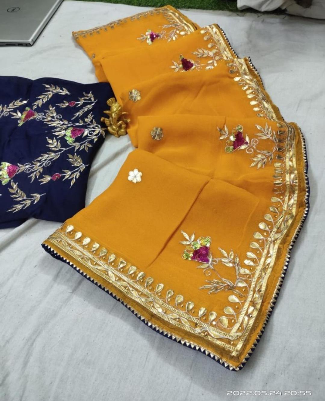 Pure organza with beautiful hand gota patti saree by pcd