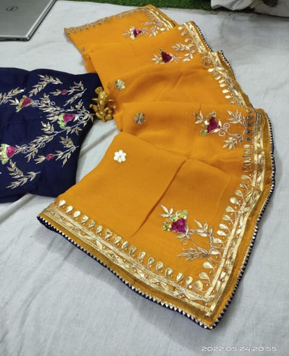 Pure organza with beautiful hand gota patti saree by pcd