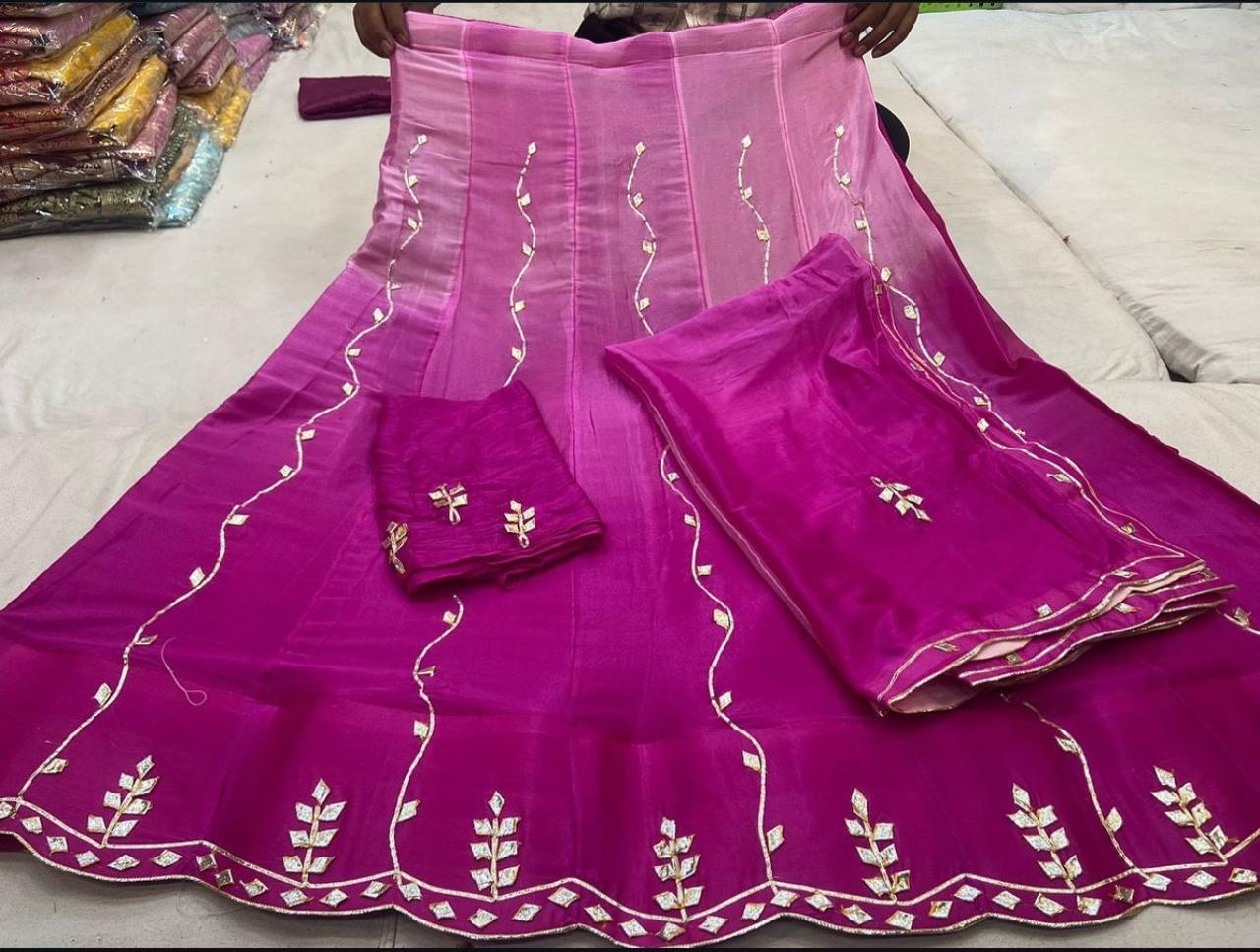New Chinon Double Shade Gota patti work Lehenga by pcd