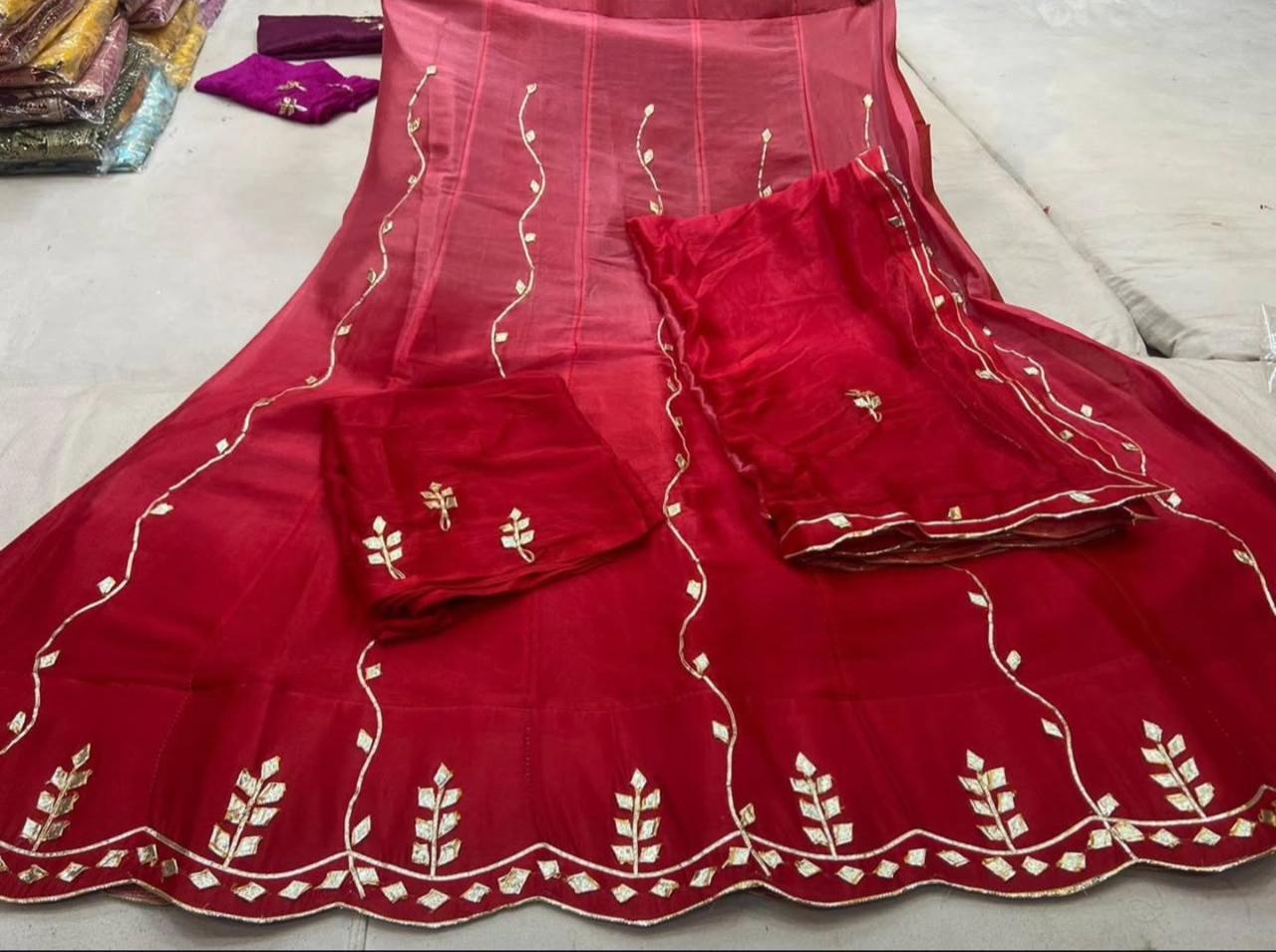 New Chinon Double Shade Gota patti work Lehenga by pcd