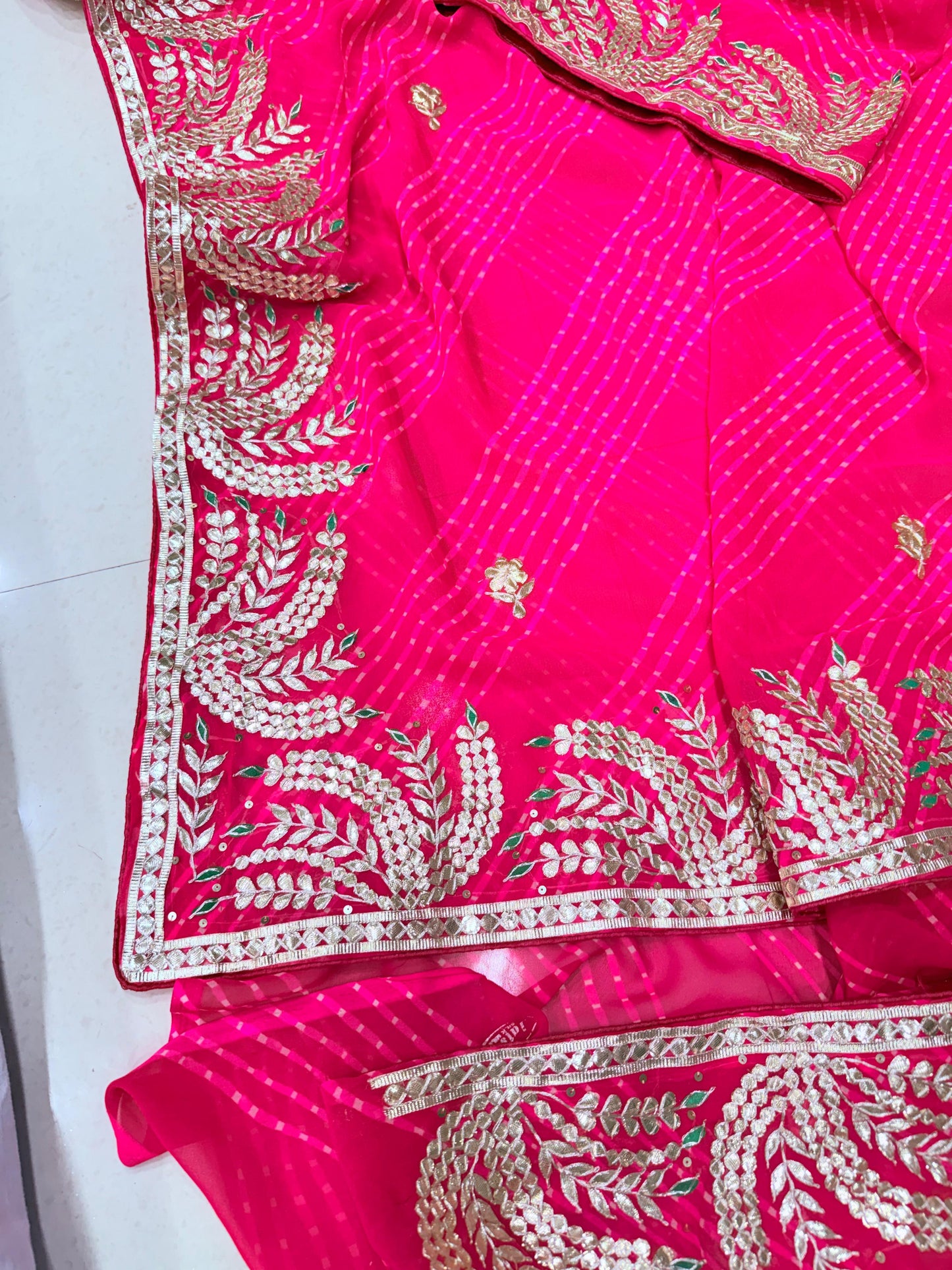 Special New One  Jaipuri Rajwadi Leheriya With Gota Patti Handwork Mothra Saree BY PCD