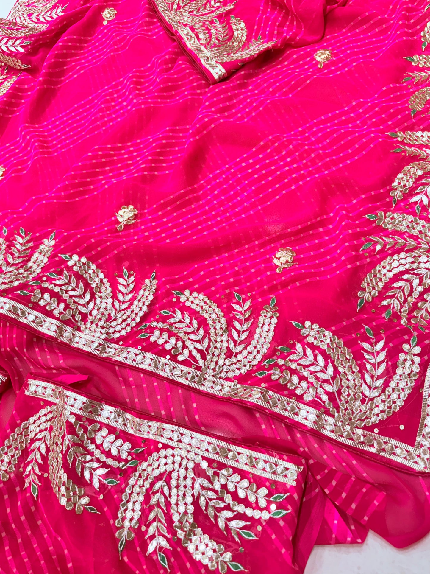 Special New One  Jaipuri Rajwadi Leheriya With Gota Patti Handwork Mothra Saree BY PCD