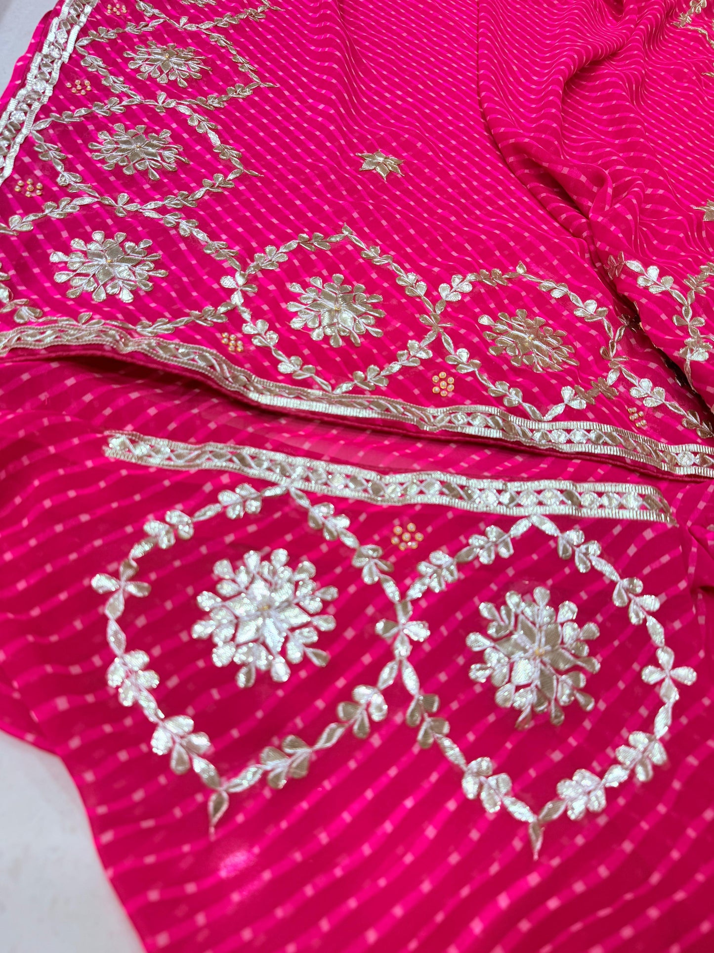 Special New One Rajasthani Leheriya With Gota Patti Handwork Mothra Saree