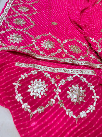 Special New One Rajasthani Leheriya With Gota Patti Handwork Mothra Saree