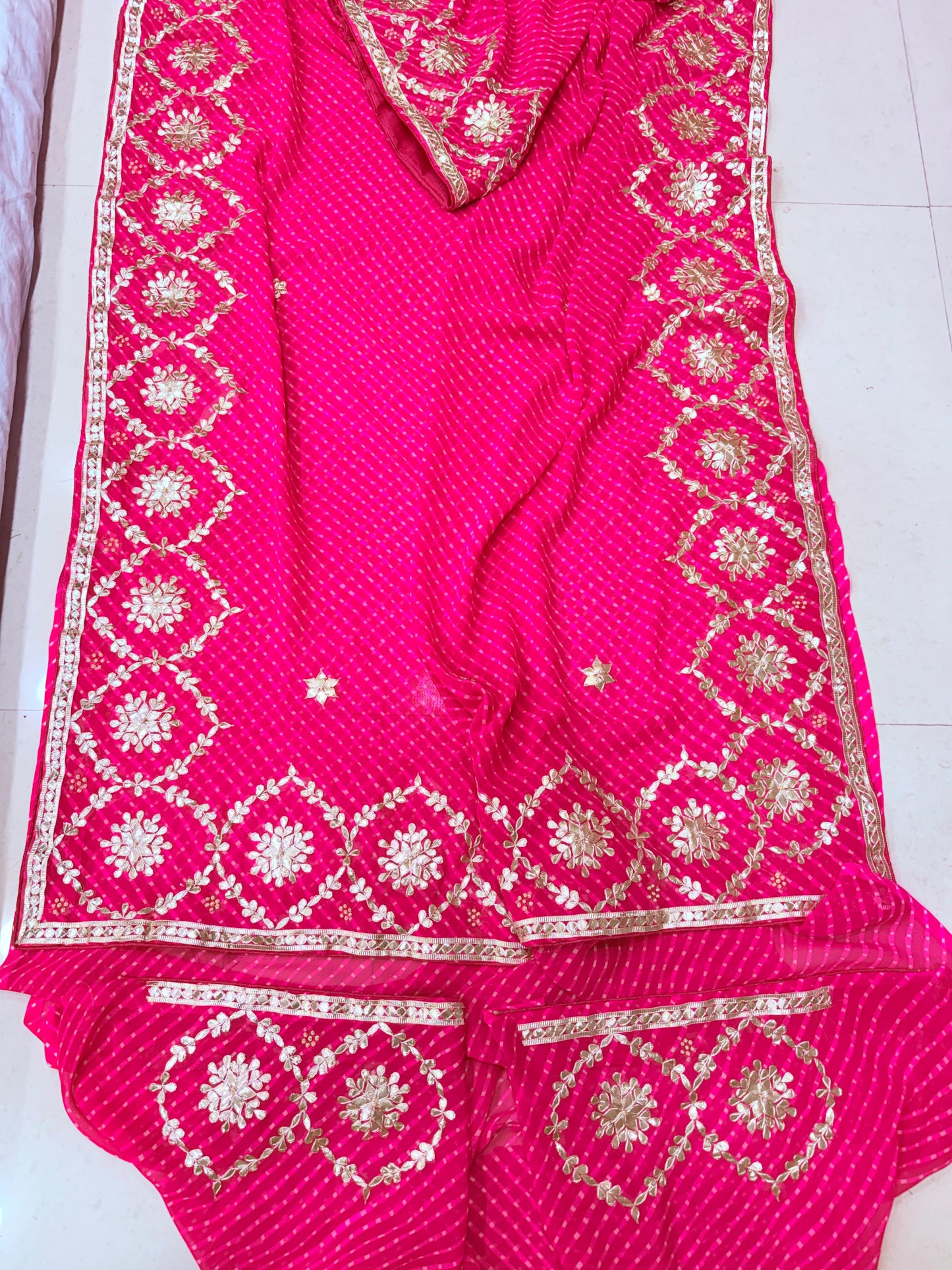 Special New One Rajasthani Leheriya With Gota Patti Handwork Mothra Saree