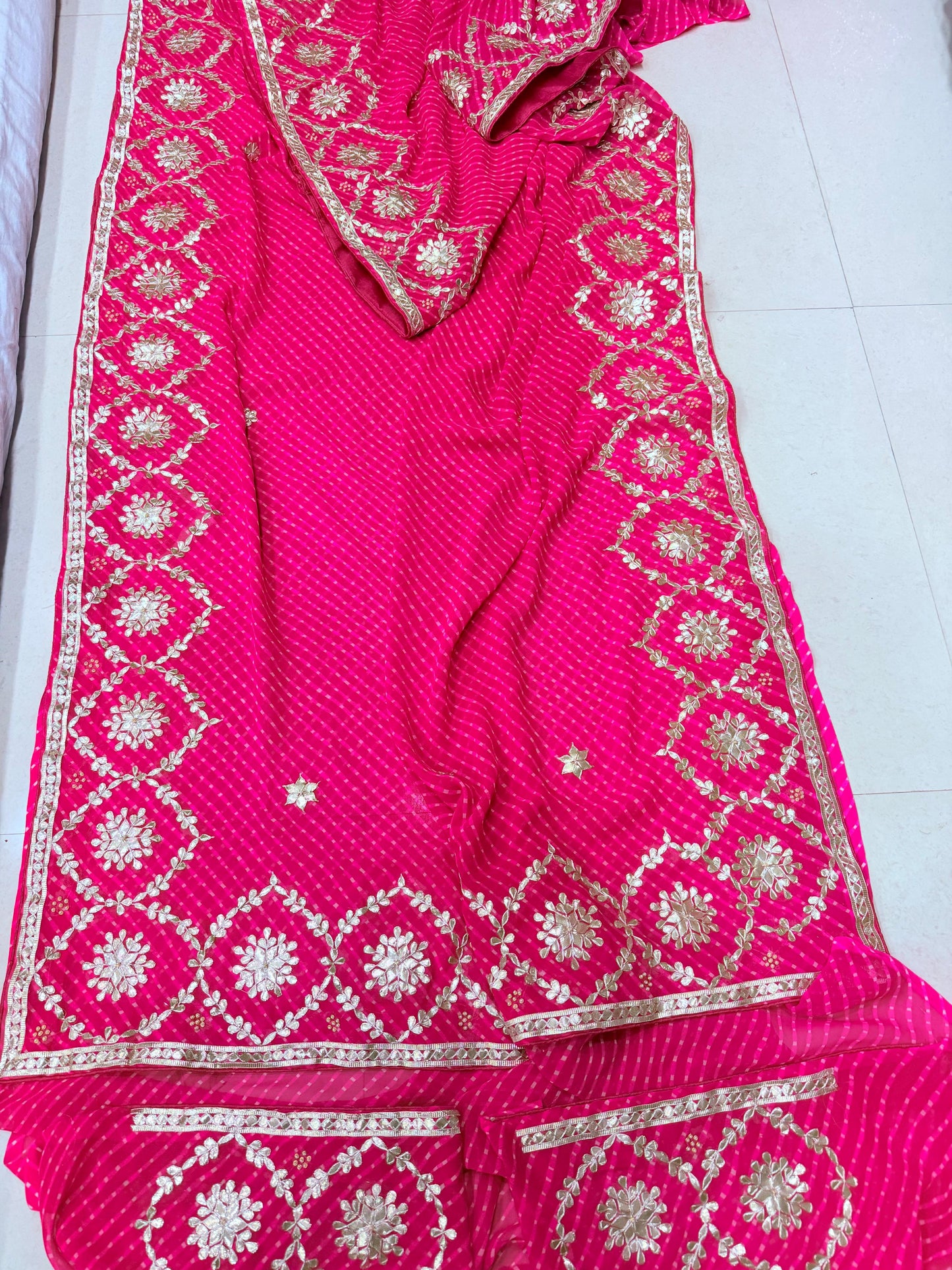 Special New One Rajasthani Leheriya With Gota Patti Handwork Mothra Saree