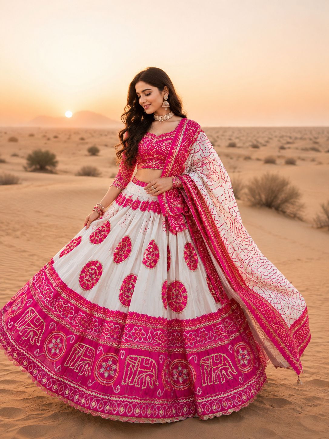 New Royal Traditional Bandhani Lehenga in Premium Gaji Silk Fabric