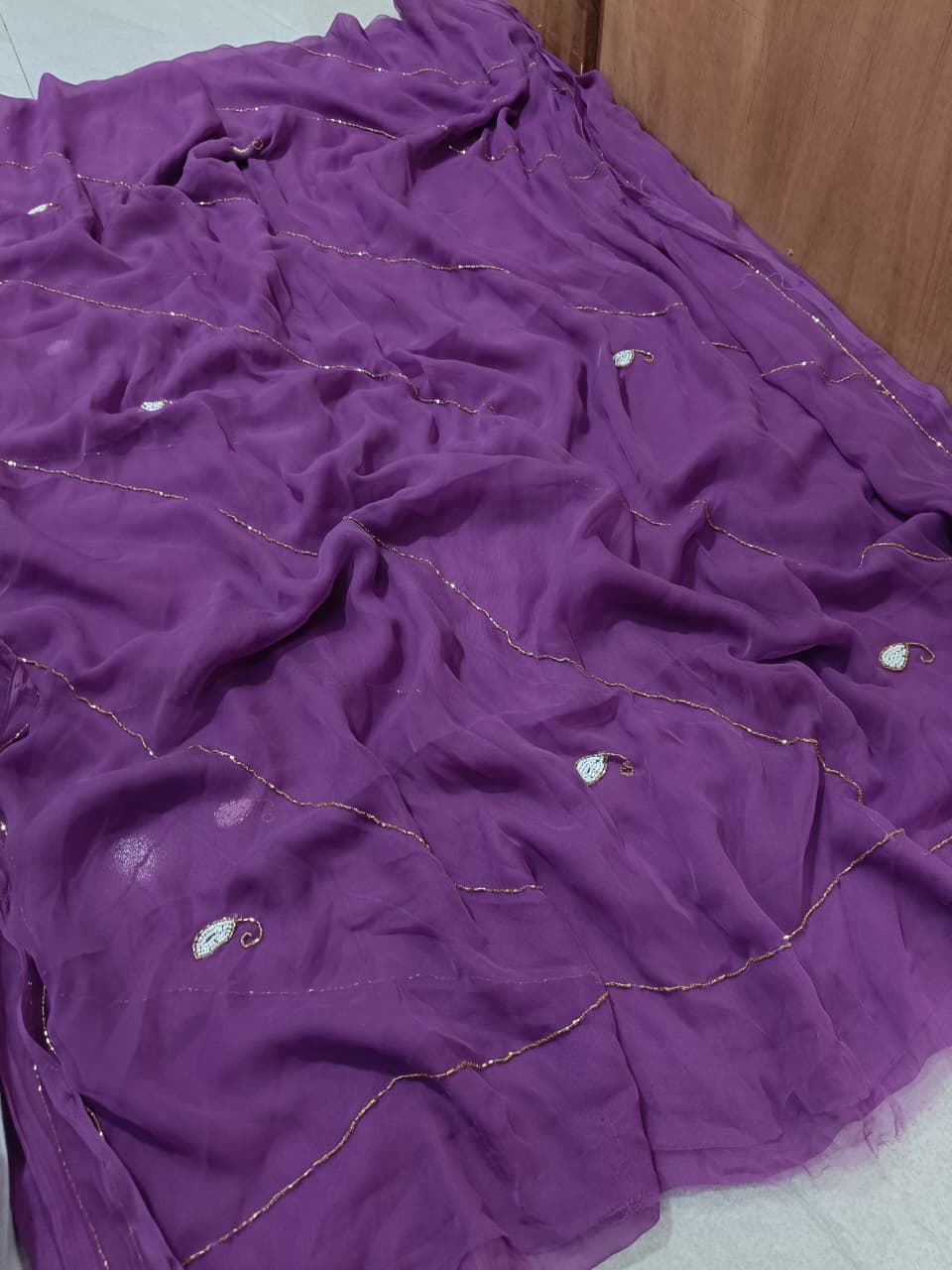 Special Classic Traditional Saree in Royal Georgette Fabric with hand work by pcd