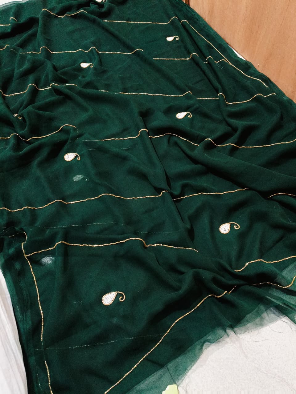 Special Classic Traditional Saree in Royal Georgette Fabric with hand work by pcd