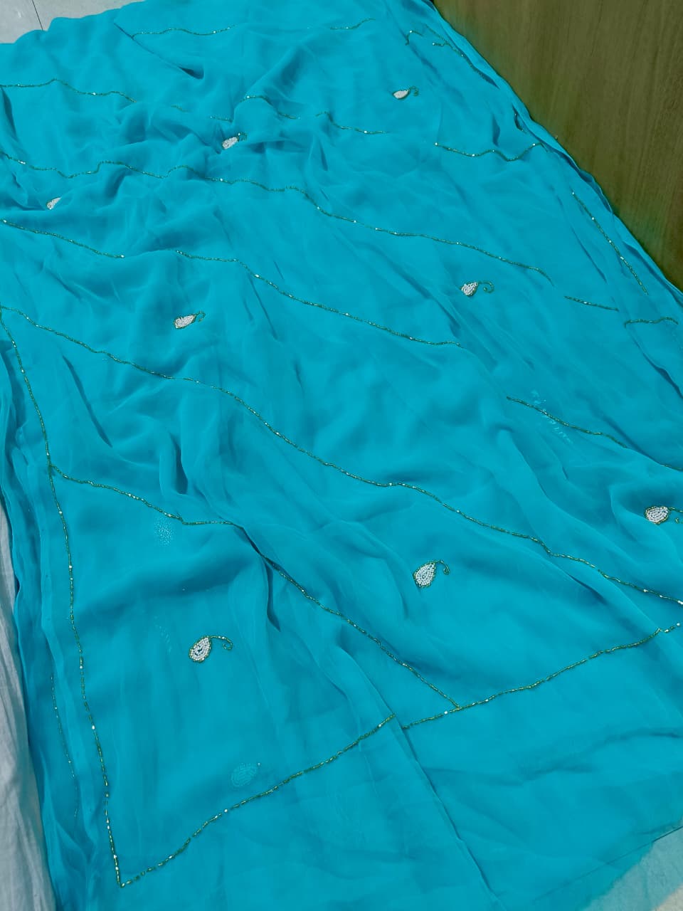 Special Classic Traditional Saree in Royal Georgette Fabric with hand work by pcd