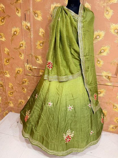 NEW UPADA SILK GOTA PATTI LEHENGA BY PCD