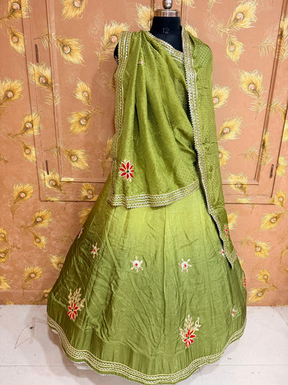NEW UPADA SILK GOTA PATTI LEHENGA BY PCD