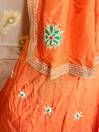 NEW UPADA SILK GOTA PATTI LEHENGA BY PCD