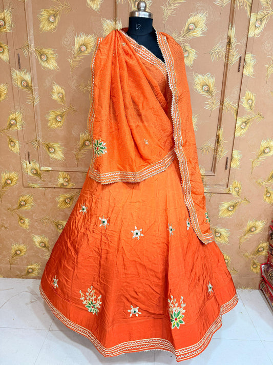 NEW UPADA SILK GOTA PATTI LEHENGA BY PCD