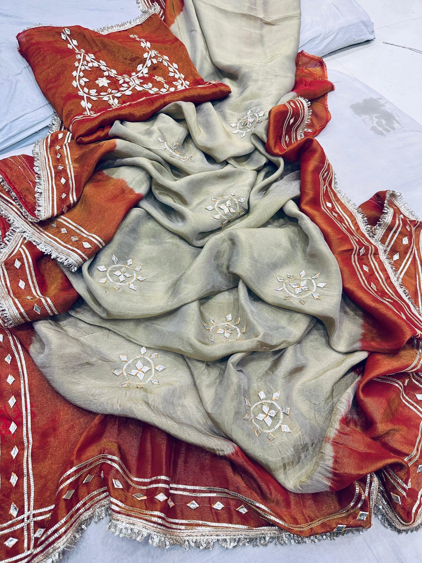 NEW AANGI STYLE BLOUSE WITH TISHU FABRIC SAREE BY PCD