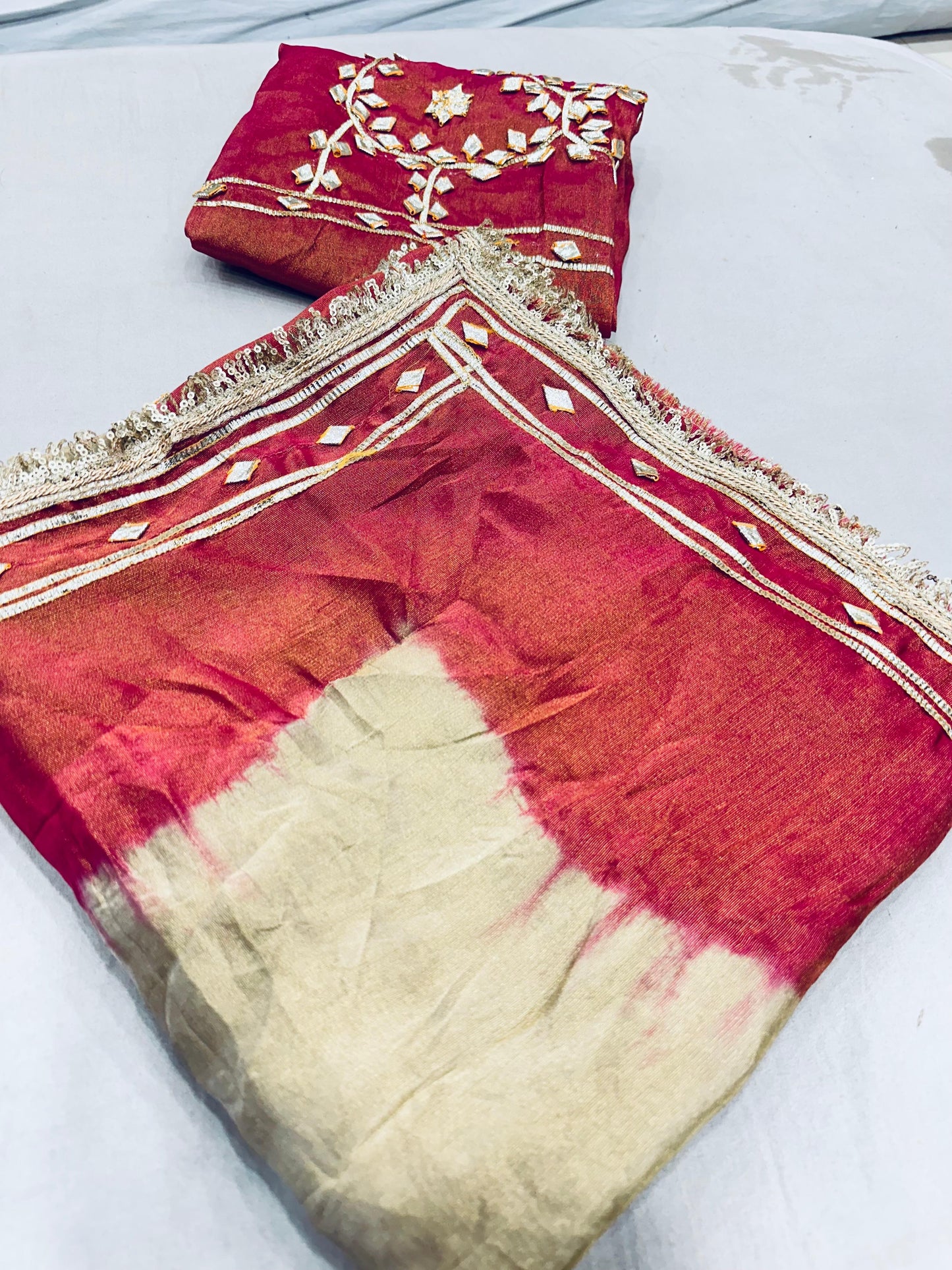 NEW AANGI STYLE BLOUSE WITH TISHU FABRIC SAREE BY PCD