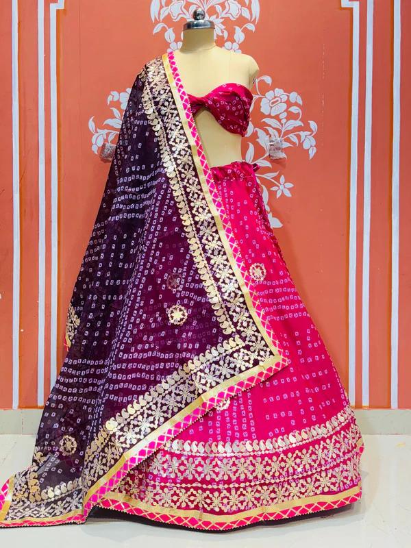 New Kota Doria bhundaj Print Gotapatti Work Lehenga Set by pcd