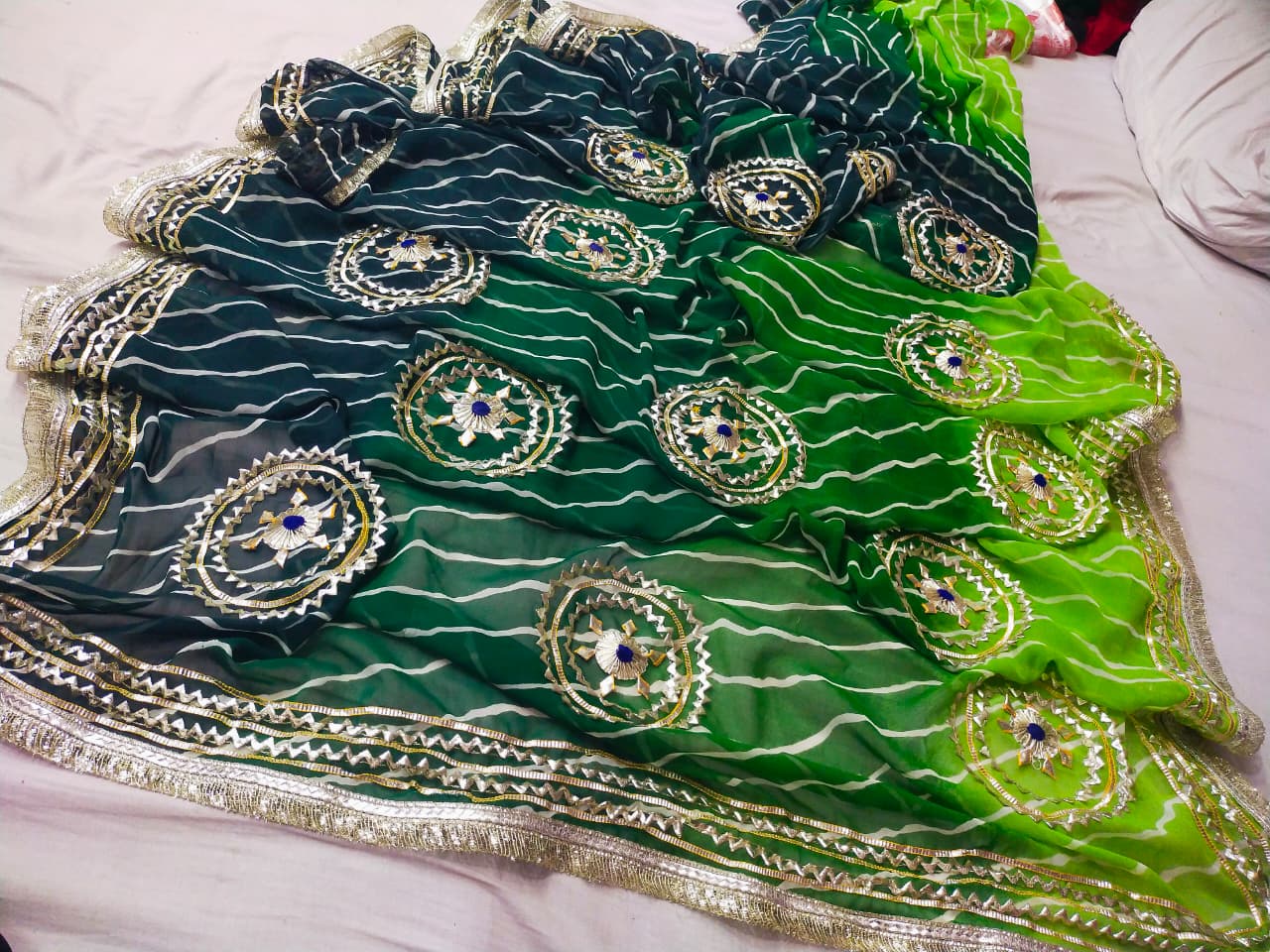 New Georgette Leheriya With Gota patti Work Saree by pcd