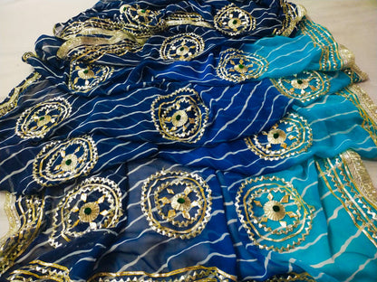 New Georgette Leheriya With Gota patti Work Saree by pcd