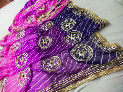 New Georgette Leheriya With Gota patti Work Saree by pcd