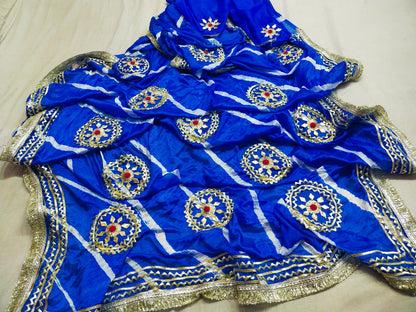 Latest Jaipuri Traditional Chinon Leheriya Bandhani  Gota Patti Saree by pcd