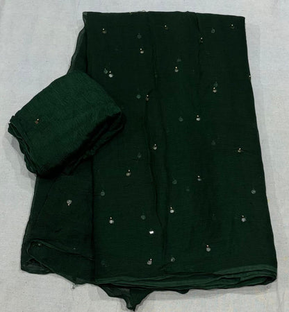 Premium Chiffon Saree with Beautiful Cutdana Work BY PCD