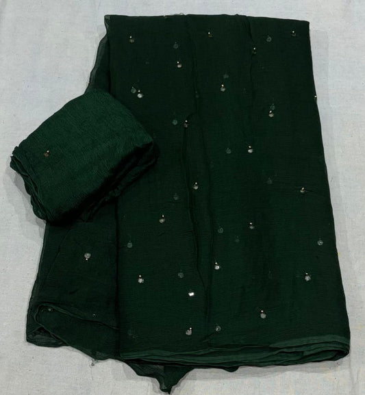 Premium Chiffon Saree with Beautiful Cutdana Work BY PCD